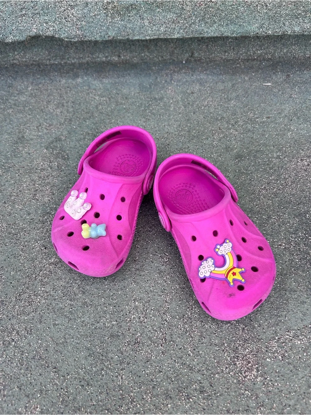 CROCS Kids Bright Magenta Slip-On Clogs with Fun Charms